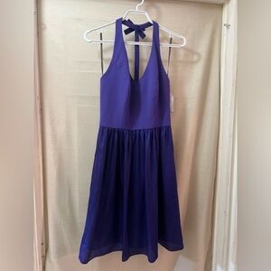 White by Vera Wang purple halter dress bow detail summer fun flowy midi